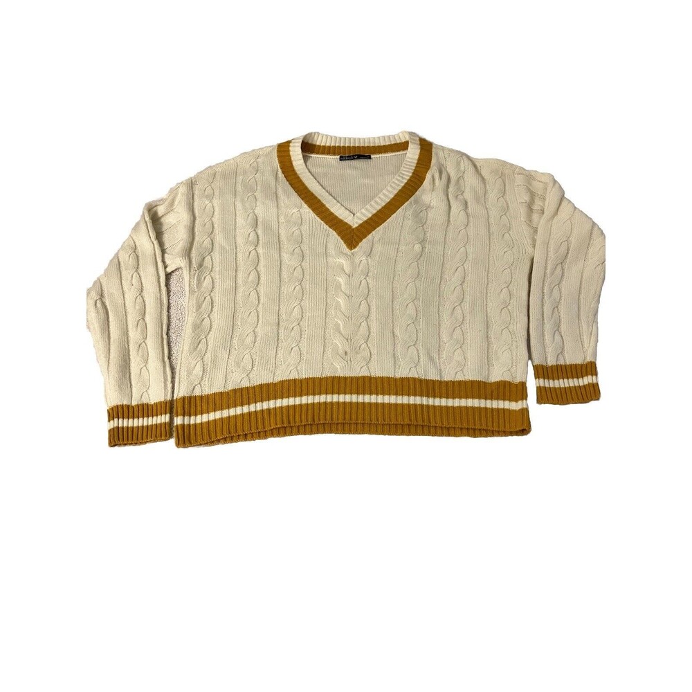 Nikkak Women's V-Neck Sweater Size Medium - Granny Core School Preppy